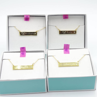 Personalisiertes Geschenk für BFF Halskette Stabes cz Namen bar Gravierte CZ bar angepasst Bar mit CZ bar Halskette mit CZ Personalisierte Halskette