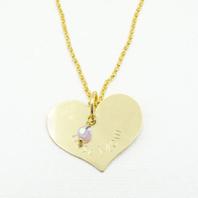 Personalisiertes Geschenk für Mama Großer Gold Herz Halskette Gold gefüllt Amuletten für Mutter Gold Herz Halskette personifizierten Herz Halskette Gold