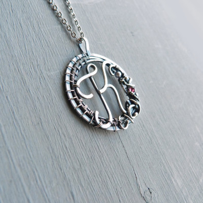 Personalisierte Silberkette K 999 Feinsilberschmuck Draht umwickelt Anhänger Geschenk für Frauen Geschenk für Mama