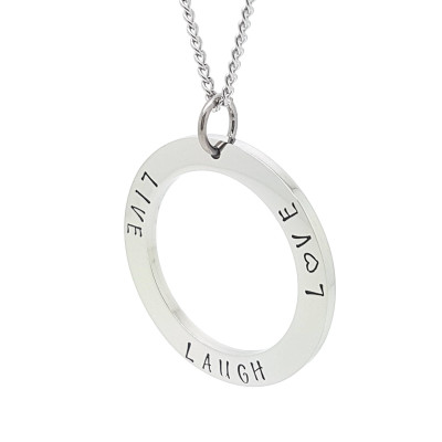 Plain Silver Circle Anhänger mit personalisierter Text-Silber-Halskette und Geschenk-Box inklusive Hand Stampe 542181775