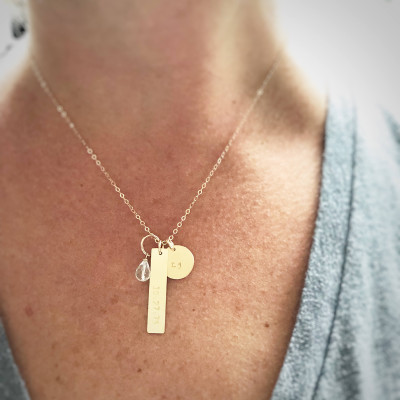 Schieben Present - Mom Halskette - Mamma Halskette - Geschenk für neue Mamma - Geschenk für Frau - Geburtstag Halskette - Datum Halskette - zarte Goldkette - Mom