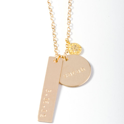 Schieben Present - New Mom Gift - New Mom Halskette - Gold Namenskette - Namenskette - Diamant Name Halskette - Diamant Anhänger - Geburtstag Halskette