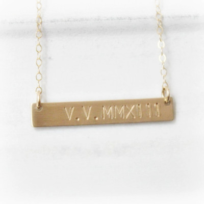 Römische Zahl Halskette - Hochzeits Geschenk - Datum Halskette Geschenk für Frau - Gold Bar Halskette Goldhalskette - personifizierte Halskette - sinnvolles Geschenk