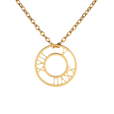 Römische Zahl Amuletten zierlich Personalisierte Halskette minimalistisch Schmuck Gold füllte 14K römische Halskette runden Kreis Halskette