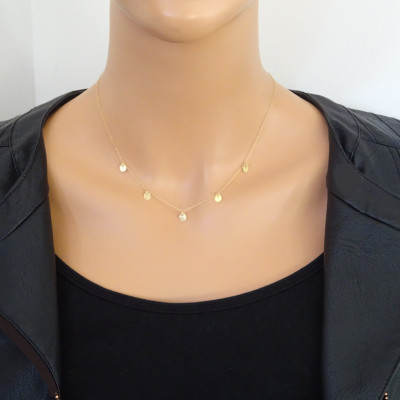 Rose Goldmünze Halskette - Tiny Disc Halskette - kundenspezifische ursprüngliche Halskette - personifizierte Rose Gold Layering Halskette