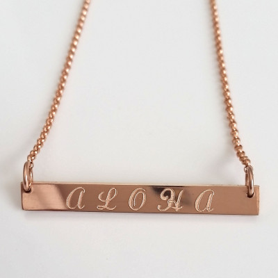 Rose Gold Halskette Namensschild personalisierte Bar Halskette Individuelle Gravur Gold - Silber - Bar Custom Message Dainty Nameplate Halskette