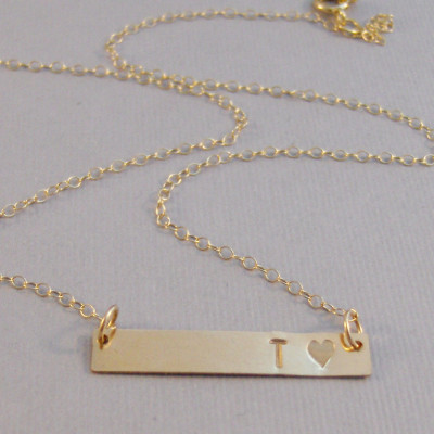 Signature Gold Bar - Set - Layered Set - Herz - Herz Halskette - Kette - Layered - gravierte Bar - Personalisierte Bar - Bar Halskette - Layered Goldhalskette