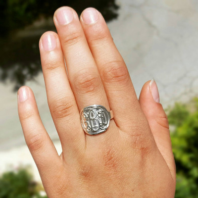 Siegelring Maßarbeit Ring Sterling Silber Monogramm Ring Initial Ring Verlobungsring Ehering Hand Made nur für Sie!