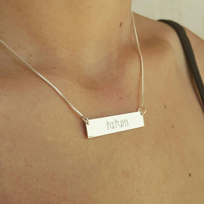 Silberbarren Halskette Sterling Silber Reck Datum Text Name Initial gravieren Römische Ziffer Halskette - personifizierte Bar Halskette