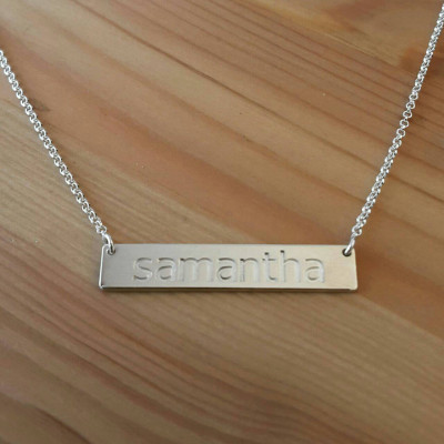 Silberbarren Halskette Sterling Silber Reck Datum Text Name Initial gravieren Kim Kardashian Namenskette Cyber ??Monday Sale