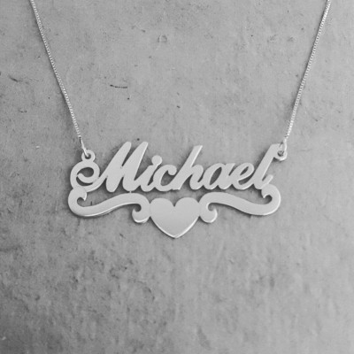 Silber Namenskette Silber HeartName Halskette Personalisierte Schmuck Herz Entwurfs Anhänger Liebe NecklaceHeart Namenskette ORDER einen beliebigen Namen
