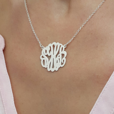 Silber persönliche Monogramm Halskette - 1" - personalisierte Geschenk - Weihnachtsgeschenk - Brautjunfer Geschenke