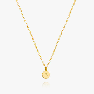 Solid Gold Anfängliche Halskette - runde Charme Halskette - personifizierte Halskette - Namenskette