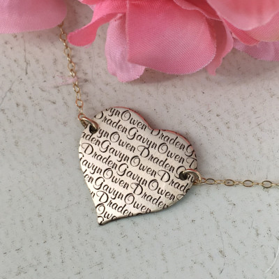 Solide Herzgewohnhe Namenskette - Personalisierte Herz Halskette - Sterling Silber oder Gold gefüllt Option - Gold Kinder Namenskette
