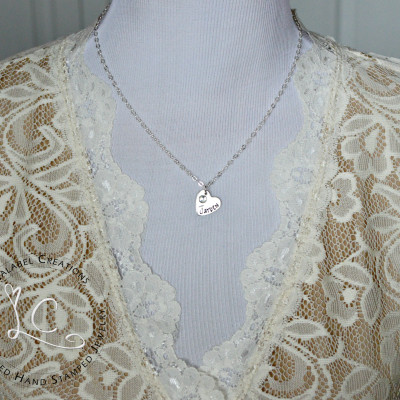 Sterling Silber Herz Halskette mit Edelstein - birthstone Halskette mit Namen - Herz Halskette Personalisierte Namenskette - Mutter Halskette