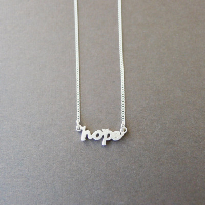 Sterling Silber Hoffnung Halskette - Abschluss Geschenk - Taufe Geschenk - handgeschriebene Halskette - Inspirational Schmuck - Grad Geschenk - Wort Halskette