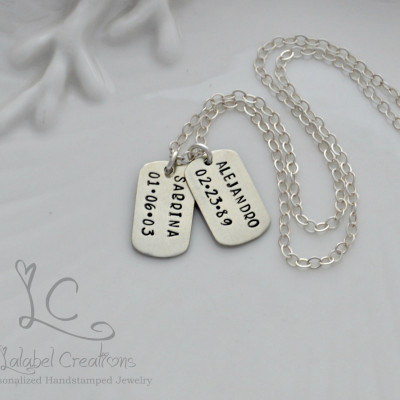 Sterling Silber Mini Dog Tag Halskette - Dog Tag Schmuck - Personalized Dog Tag Halskette - Personalisierte Halskette - Hand Stamped Mütter Halskette