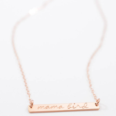 Beidseitiger Individuelle Bar Halskette - 14k Rose Gold Sterling Silber - Hand Stamped graviertes Monogramm Schmuck - personalisierte Geschenk für Ihre