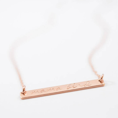 Beidseitiger Individuelle Bar Halskette - 14k Rose Gold Sterling Silber - Hand Stamped graviertes Monogramm Schmuck - personalisierte Geschenk für Ihre