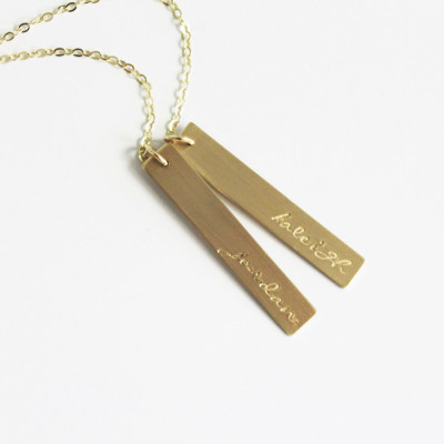 Vertikal Gold Bar Halskette - lange Halskette - personifizierte Halskette - Goldhalskette - Customized Namen - personalisierte Schmuck - Namenskette