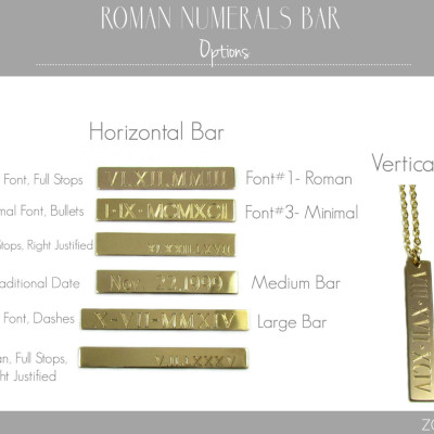 WEDDING DATE römische Ziffer Bar Halskette - gravierte Goldbarren Halskette - Bedingungslose Halskette - 14K Gold füllte oder Sterling