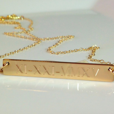 Hochzeitsgeschenk für Mama - Personalisierte Sterling Silber Bar Halskette Goldbarren Halskette - gravierte Halskette Trauzeugin Halskette Initialen Monogramm