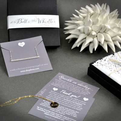 Wishbone Diamant Halskette Set - personifizierte Initial Halskette - Brautjunfergeschenke - Geburtstagsgeschenk - Diamant Halskette - Quer Halskette