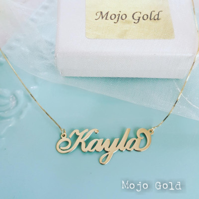 Womans Personalisierte Halskette Womans Namensketten 14 karätigem Gold Namenskette und Ketten Kayla Halskette personalisiertes Nummernschild Geburtstags Geschenk