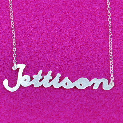 Wort Halskette: Jettison Hand Cut recyceltes Silber auf Kette