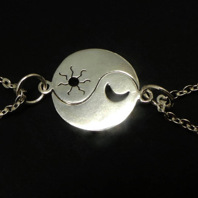 Yin Yang Sun Crescent Moon Halsketten Anhänger Charm Yin Yang Schmuck - Celestial Halskette - Paar Halsketten Satz - Cosmic Halskette