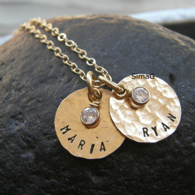 bauen Sie Ihr eigenes Halskette Gold gefüllten Kreis Name Wort Charm personifizierte Mutter Push Geschenk Hochzeit Braut handgefertigt Design von SIMAG