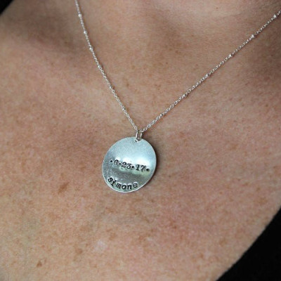 Name und Datum Push vorhanden Halskette - individueller name Anhänger - Gold oder Silber Geschenk für neue Mutter - personalisiertes Geschenk für sie - malisay Designs