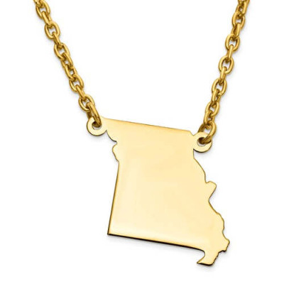 14K Gelb oder Weißgold Sterling Silber oder Gold überzogenes Silber Missouri MO Region Karte Name Halskette Personalisierte graviertes Monogramm CMZ415