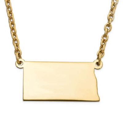 14K Gelb oder Weißgold Sterling Silber oder Gold überzogenes Silber North Dakota ND State Name Halskette Personalisierte graviertes Monogramm CMZ415