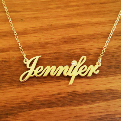 18k Gold überzogen einen beliebigen Namen Halskette Frauen Namenskette mit meinem Namen Personalisierte Schmuck Geburtsstein Anhänger My Name Halskette in Gold Jennifer