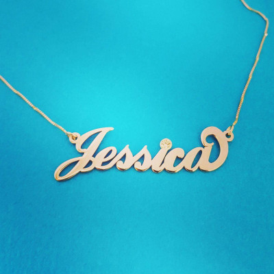 18k Gold überzogen Namenskette Frauen Halskette mit My Name Personalisierten Schmuck Geburtsstein Anhänger ORDER ANY NAMENecklace in Gold Jessica
