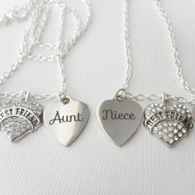 2 Tante - Nichte Initial Halskette Matching Set - Nichte und Tante Set - Tante und Nichte Freundschaft Halskette - einzigartige Geschenke für Nichte - lange Entfernung