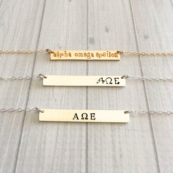 ALPHA OMEGA EPSILON Halskette Alpha Omega Epsilon Schmuck Sorority Halskette Sorority Schmuck Big kleines Geschenk Sorority Grad Geschenk