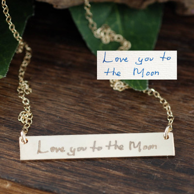 Die tatsächliche Handschrift Bar Halskette - geliebte Handschrift - mit Monogramm Halskette - Liebe Sie zum Mond Halskette - Sinnvolle Geschenke