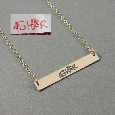 Die tatsächliche Handschrift Bar Halskette Signature Bar Halskette aus Sterling Silber Rose Gold Gelbgold 512545513 gefüllt