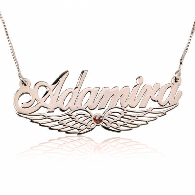 Engel Flügel Swarovski Namenskette Rose Gold Plating Name Halskette personalisierte Namen Schmuck Weihnachtsgeschenk