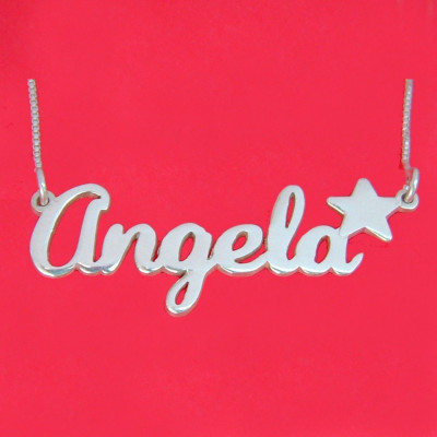 Angela Namenskette mit Stern Namenskette Weihnachtsgeschenk Angela Namenskette Silber Namenskette Namensschild Halskette Brautjungfer Geschenk Hochzeit