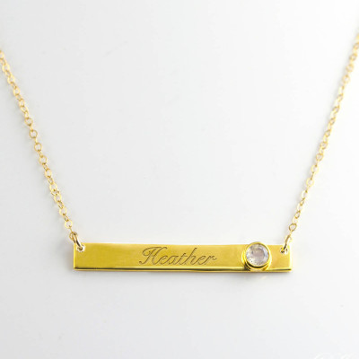 April birthstone Halskette - Namensschild Halskette - personifizierte Namenshalskette - freie Quarz Halskette - Brautjungfern Bar Halskette benutzerdefinierten Namen bar
