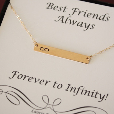 Best Friend inifinity Rectangle Halskette - Monogramm - Tiny Bar - Gold Bar - Personalisierte Halskette - BFF - Namens Charm Gold - Thin Bar - Best Friend