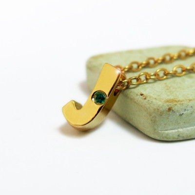 Block Buchstabe Halskette - personifizierte Anfangshalskette - Halskette Geburtsstein - Gold Initial Halskette - Initial Halskette - kundenspezifische Namenshalskette.