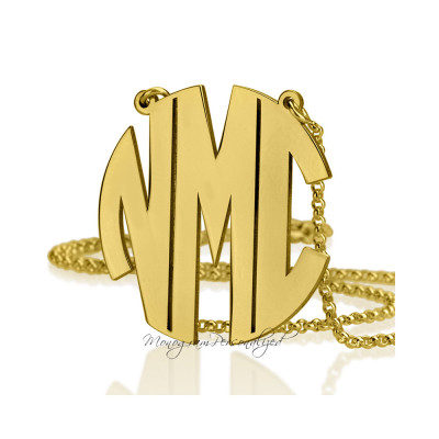 Block Monogramm Halskette 1 - 2 Zoll 3cm Personalisierte Monogramm Gold überzogen