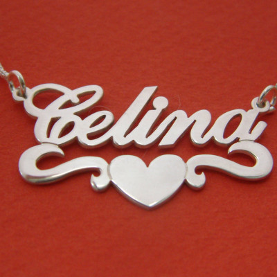 Brautjunfergeschenk Namenskette weißes Gold Herz Charme Namensschild Hochzeits Geschenk Halskette mit Namenskette Namenskette Halskette für Ihr Herz