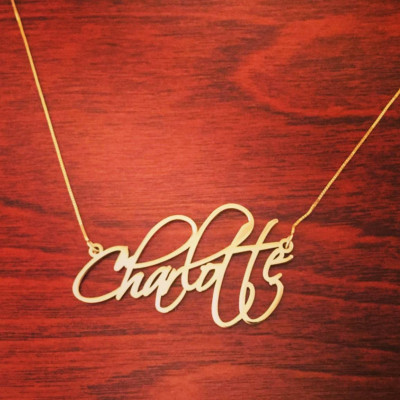 Charlotte Halskette 18k Gold überzogene Namenskette mit meinem Namen Pretty Little Liars Halskette Personalisierte Signatur Nameplate ORDER einen beliebigen Namen