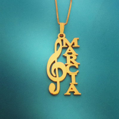 Clef Halskette Gold überzogenes Schlüssel Typenschild Musical Halskette Musiker Geschenk Musik Liebhaber Geschenk Nummernschild Halskette Gold Geschenk für Musiker Hinweis