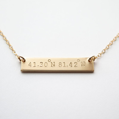 Koordinaten DICK Goldbarren Halskette Doppelseitig mit Gewohnheit personifizierte Breite und Länge Han 497374708